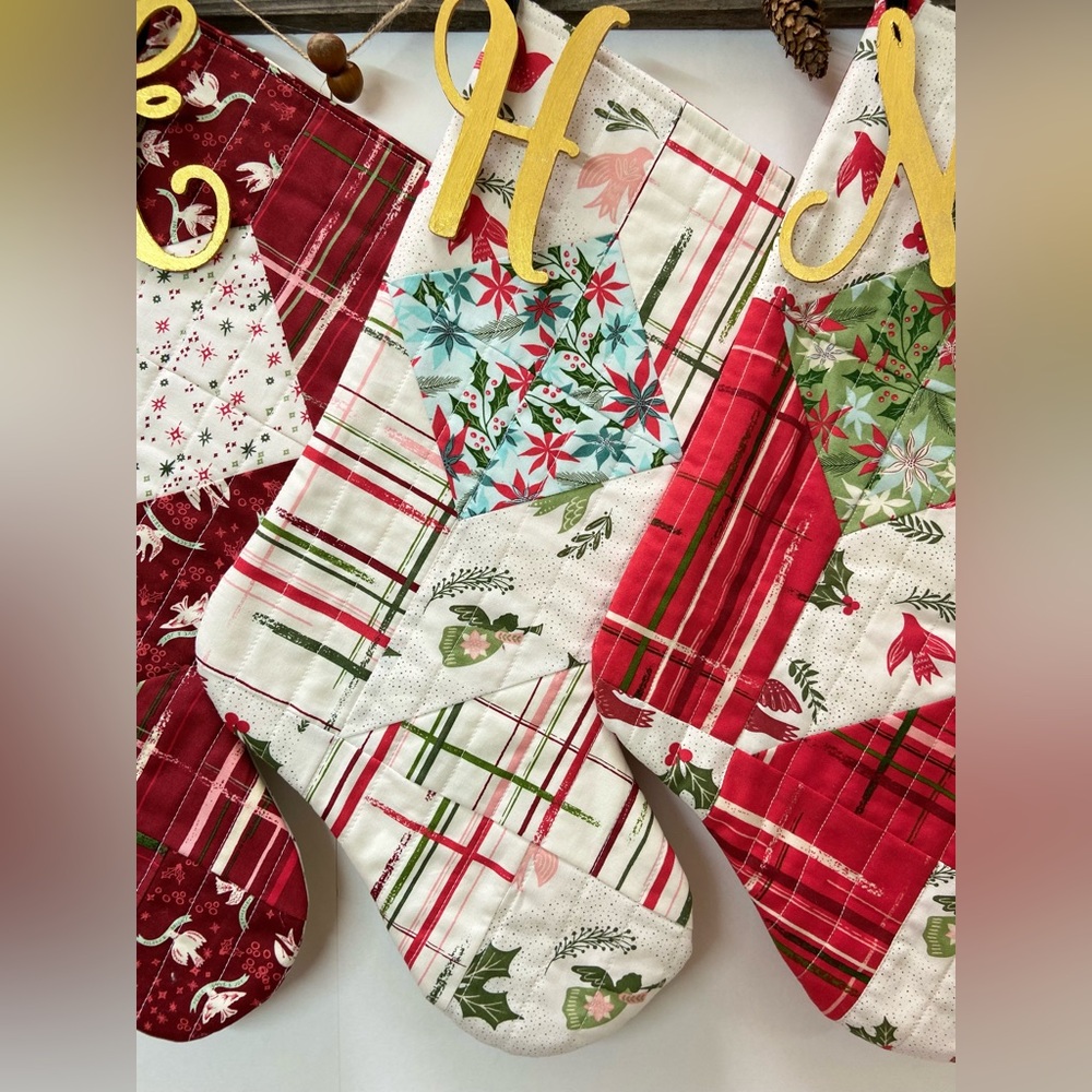 H- Handmade Quilted Stocking - Picture 3 of 5